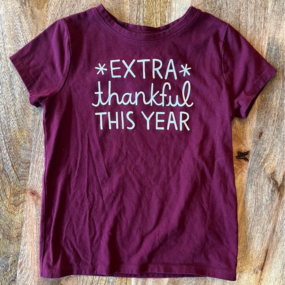 Cat & Jack Maroon Unisex ‘Extra Thankful This Year’ Thanksgiving Graphic Tee
